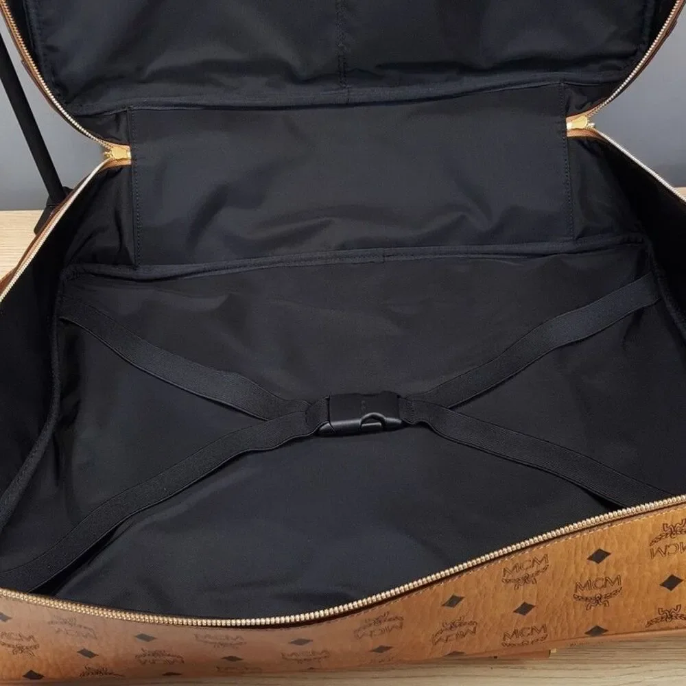 MCM Ottomar Suitcase in Visetos Tan Cognac Leather Weekender Monogram Logo $1390